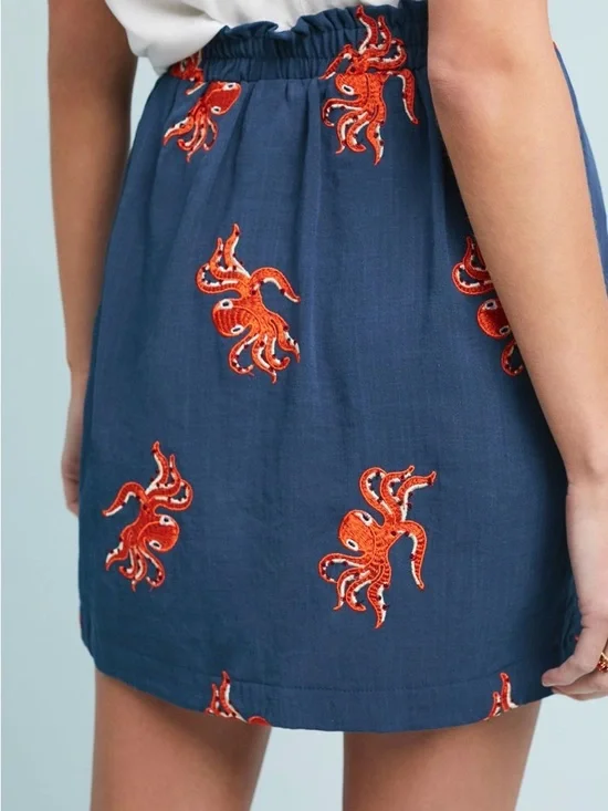 ANTHROPOLOGIE / PEPALOVES Cirrina Embroidered Skirt - Octopus- Sz XS - Picture 3 of 10